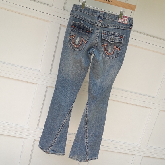 Vintage True Religion Jeans Rainbow Embroidered Bell Bottom All Cotton Flared 28 - Picture 12 of 16